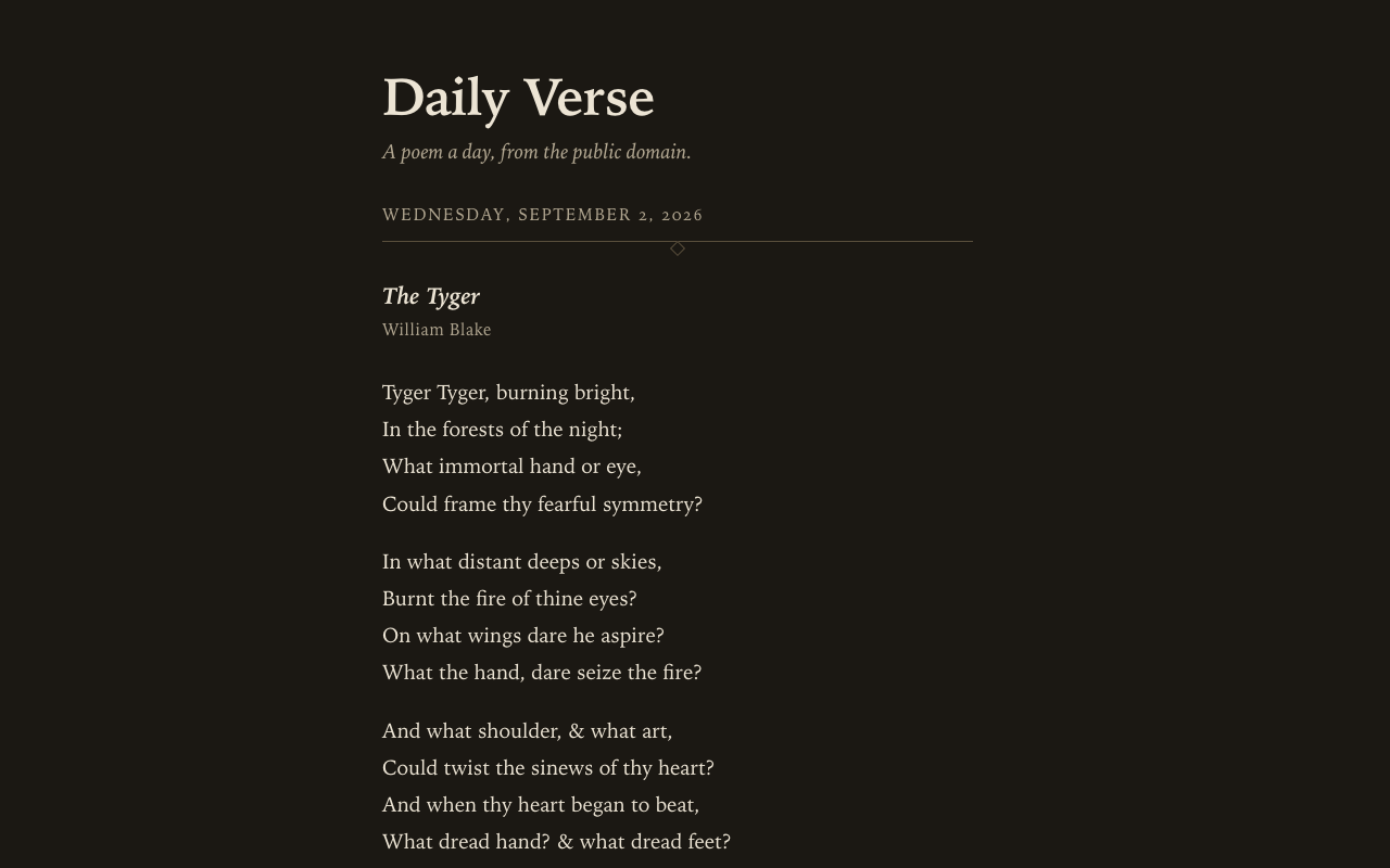 Daily Verse: today's public-domain poem, typeset in a serif column